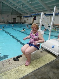 Pool customer in pool lift